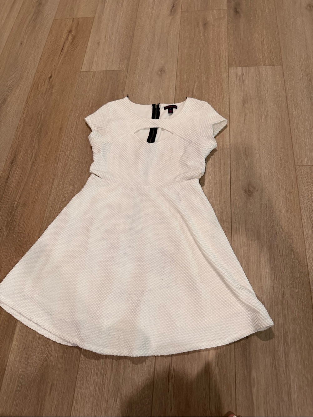 Material Girl White Textured Fit & Flare Mini Dress